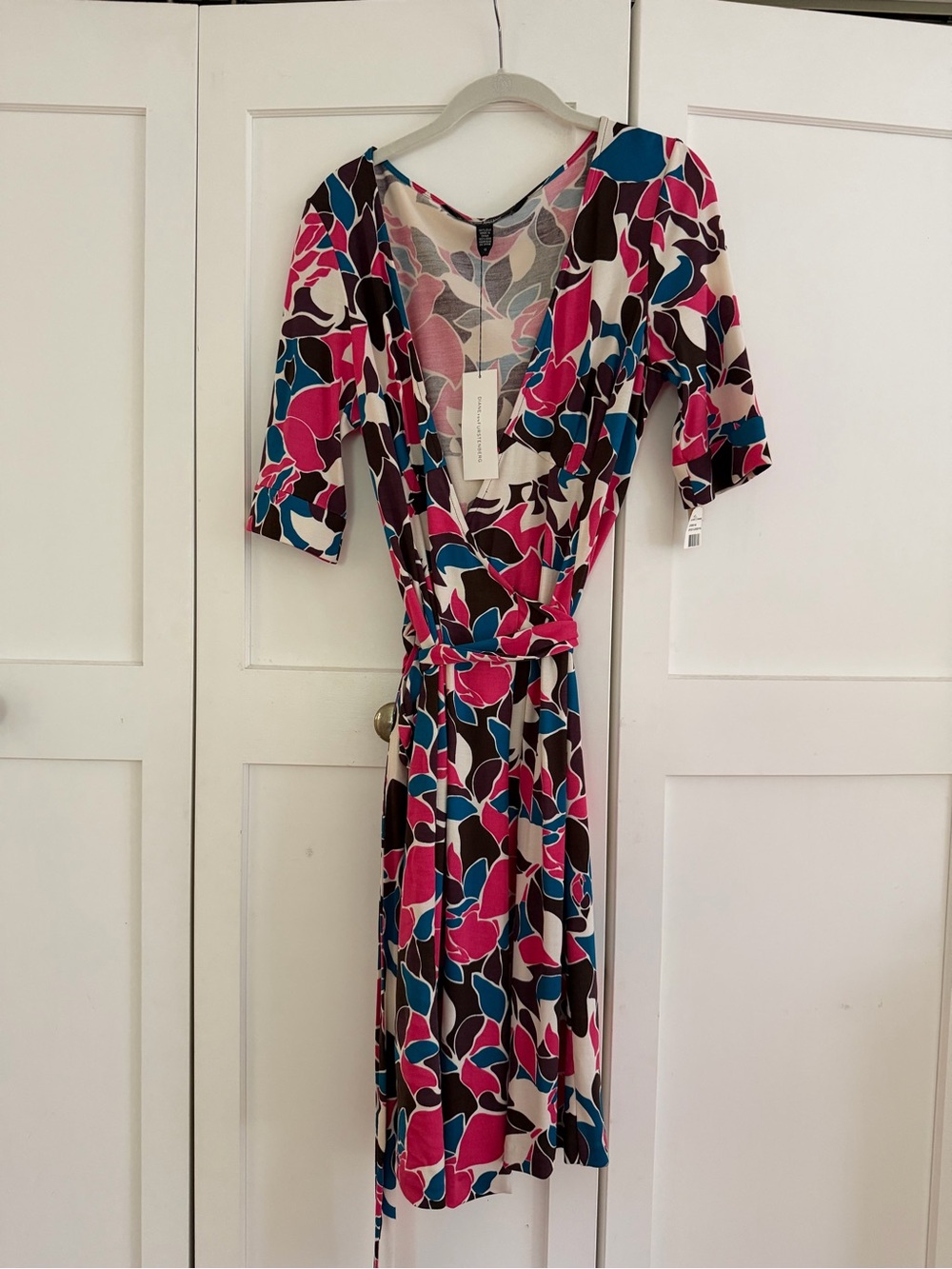 Vintage Diane Von Furstenberg Floral Wrap Dress in Pink & Blue
